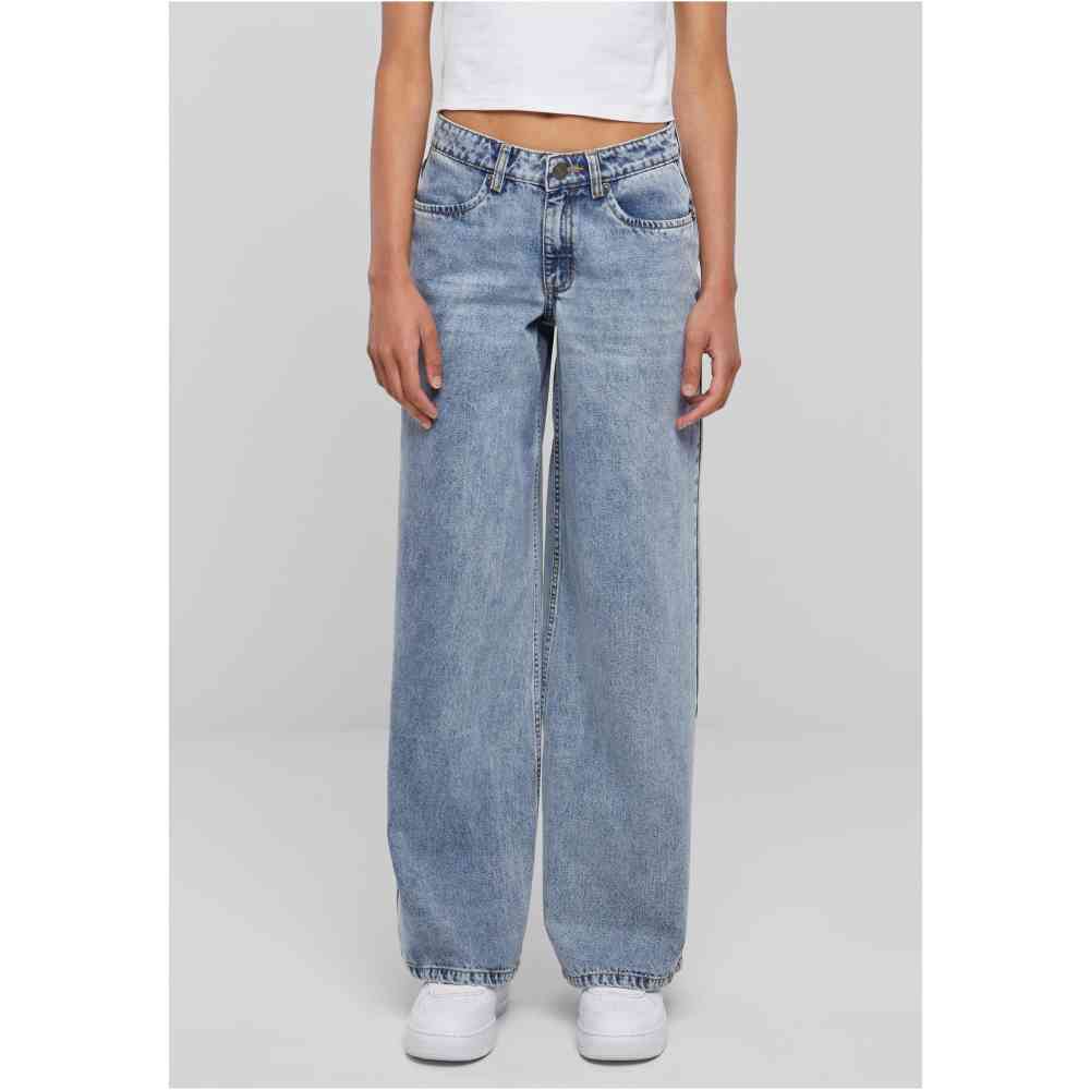 Urban Classics - Mid Waist Wide Denim Weite Hose - Blau